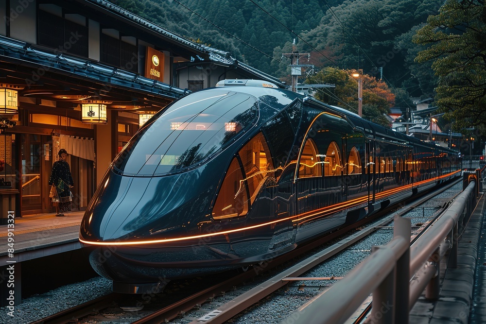Fototapeta premium train transportation railway railroad rail station travel track platform passenger speed modern journey vehicle