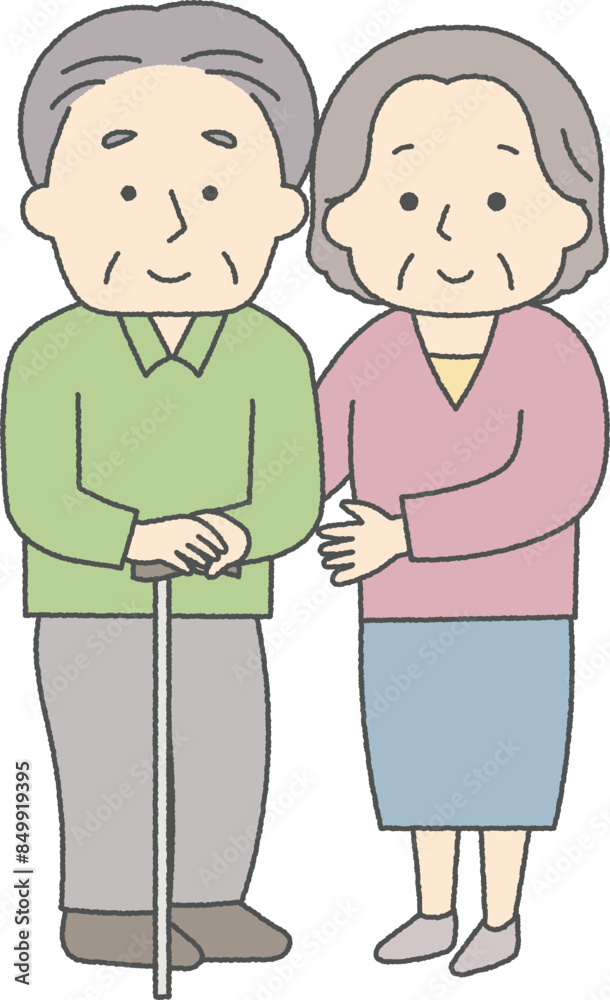 支え合う老夫婦