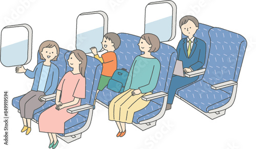 電車に乗る人々