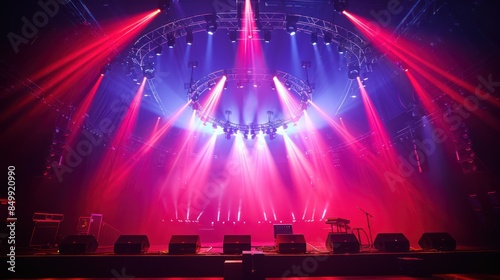Circular Light Truss and Rigging Equipment in Live Electronic Music Venue © hisilly