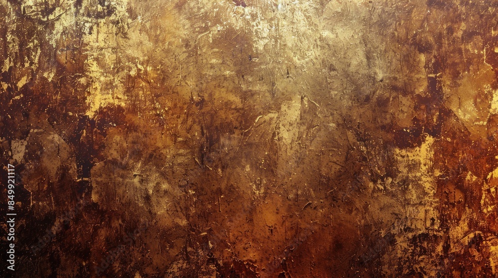 Abstract background in shades of brown and gold with a textured grunge finish for design purposes
