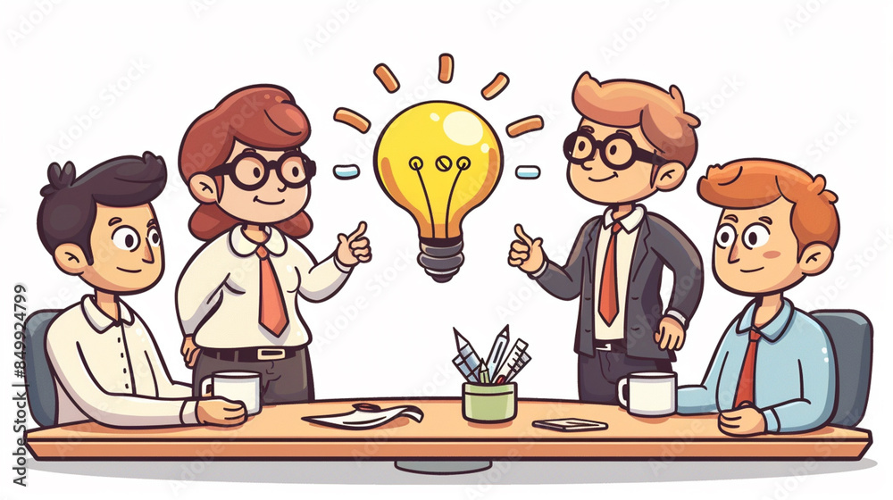 Cartoon vector entrepreneur pitching a business idea to investors Generative AI Cartoon vector entrepreneur pitching a business idea to investors Generative AI