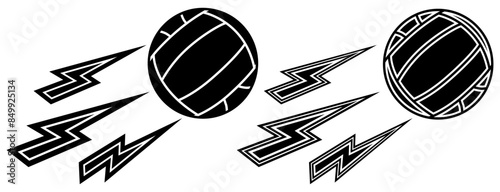 set collections Water polo Ball thunder icon. fast shoot Water polo lightning bolt design template vector illustration