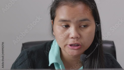 operator is talking and coordinating with the customer.