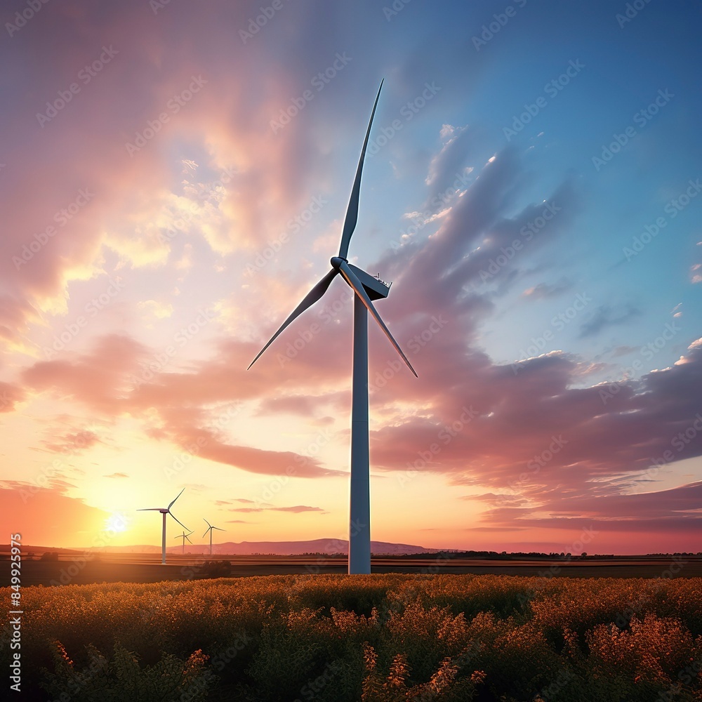 photo of a wind turbine against a vibrant sunset sky. photo of a wind turbine against a vibrant sunset sky.