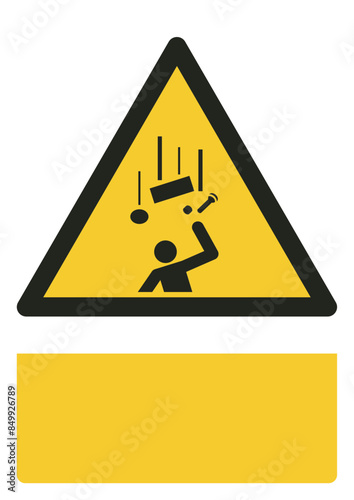 ISO warning safety signs_warning ; falling objects your custom message here portrait size a4/a3/a2/a1	
