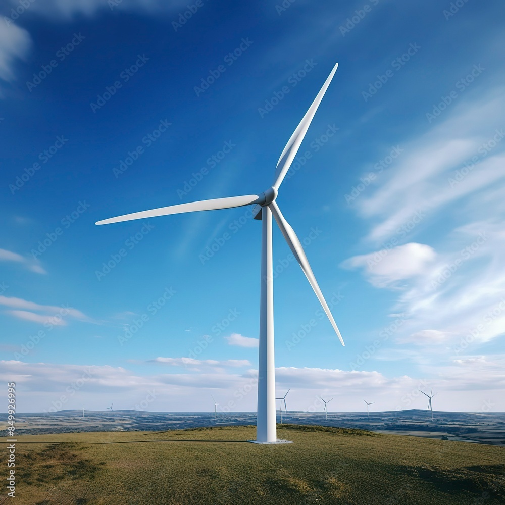 Fototapeta premium photo of a wind turbine generating power on a windy day.
