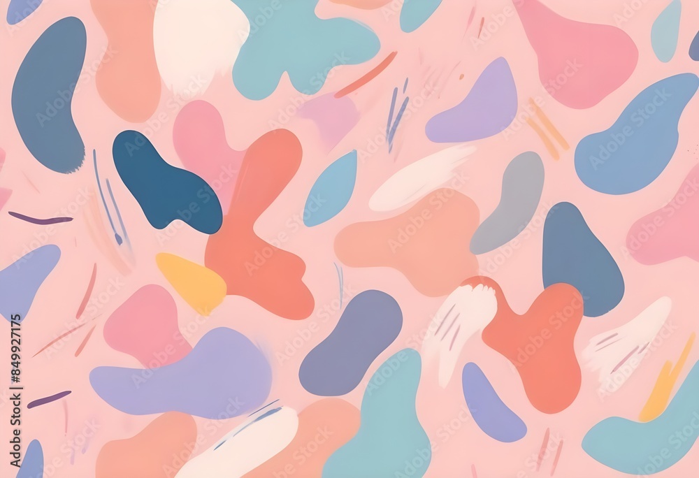 Colorful abstract shapes and lines on a light background, creating a playful and whimsical pattern Colorful abstract shapes and lines on a light background, creating a playful and whimsical pattern