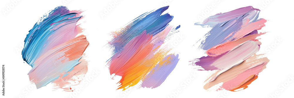 Colorful brush stroke png cut out element set Colorful brush stroke png cut out element set