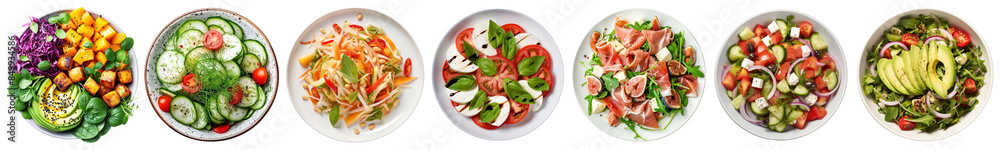 Healthy salad plates png element set on transparent background Healthy salad plates png element set on transparent background
