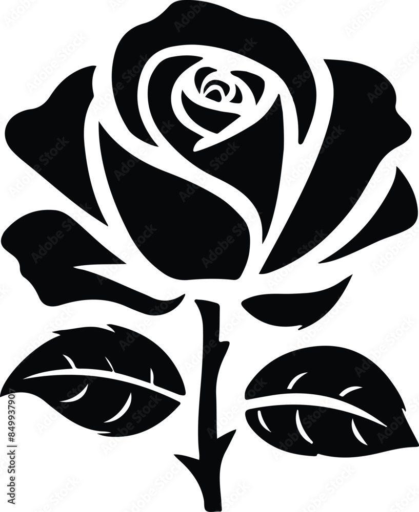 Rose icon silhouette vector Rose icon silhouette vector