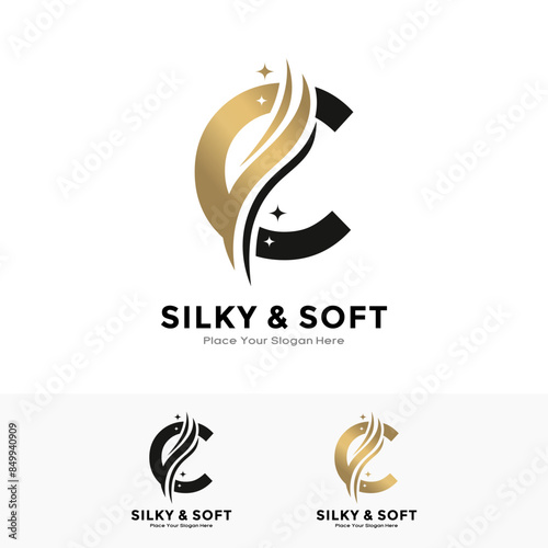 Silky and soft letter C logo template. Suitable for business, initial name, poster, beauty, salon, fabric and pattern