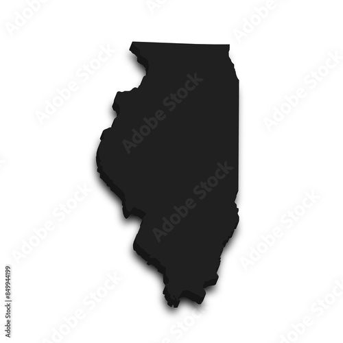3d Map of Illinois state with color. United State of America, US, United State.