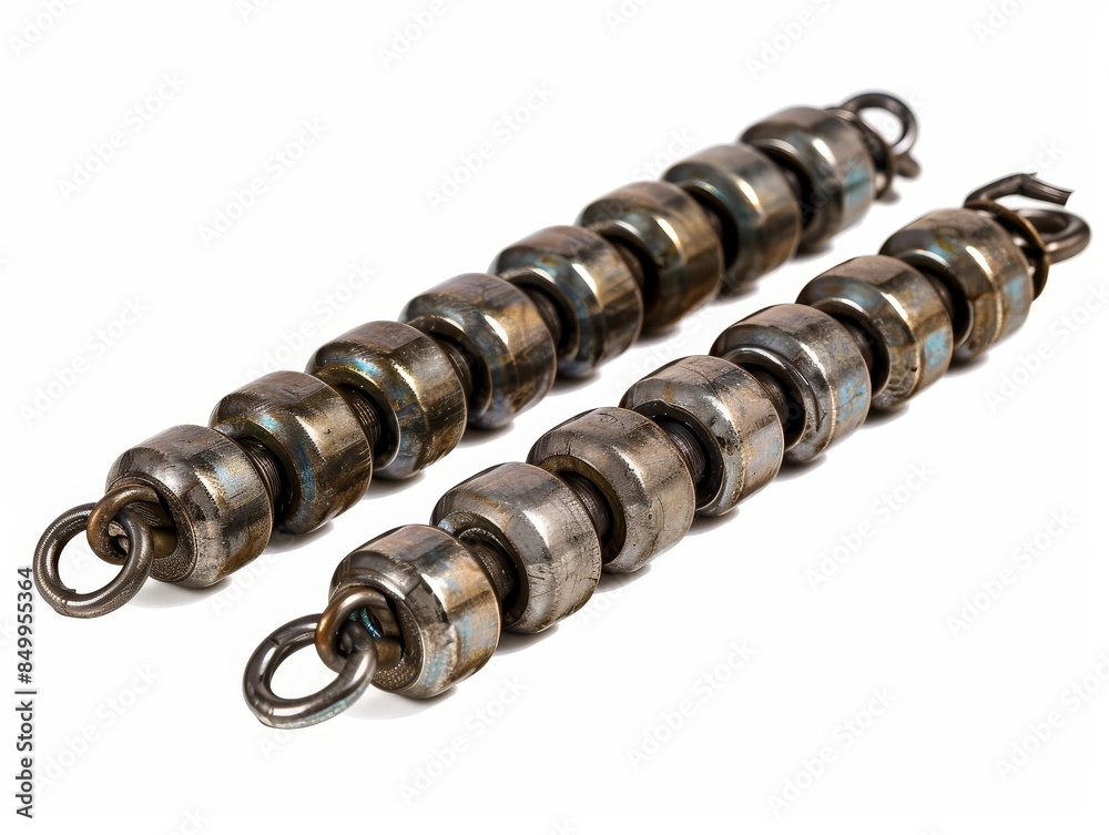 A set of ball bearing fishing swivels with high load capacity and corrosion resistance, white background A set of ball bearing fishing swivels with high load capacity and corrosion resistance, white background