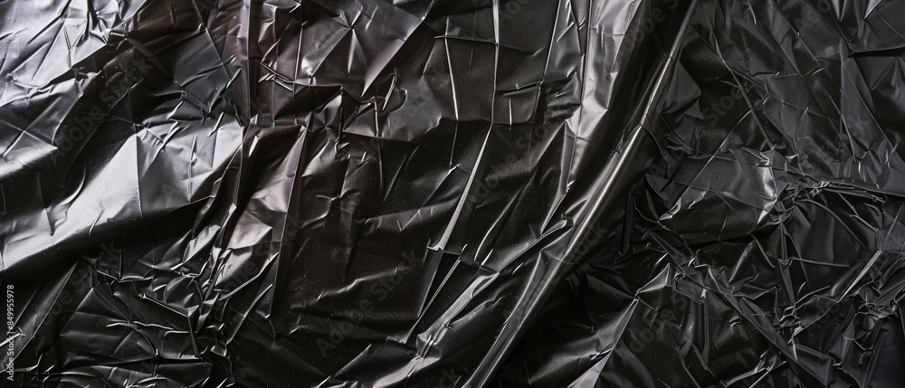 Wrinkled plastic wrap texture on a black background Wrinkled plastic wrap texture on a black background