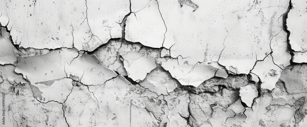Obraz premium Gray white grunge cracked old wall texture, concrete cement background