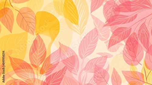 Wallpaper Mural A colorful background with pink and yellow leaves Torontodigital.ca