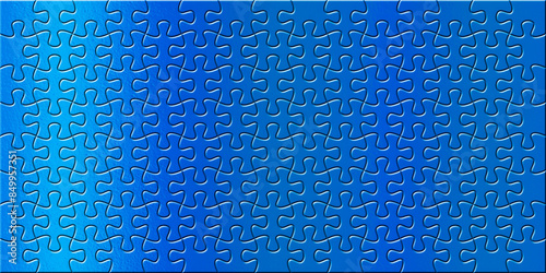 Blue jigsaw puzzle pieces background stock illustration.	
