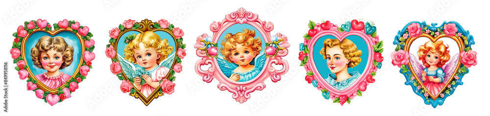 Fototapeta premium Angel printable sticker cute baby set