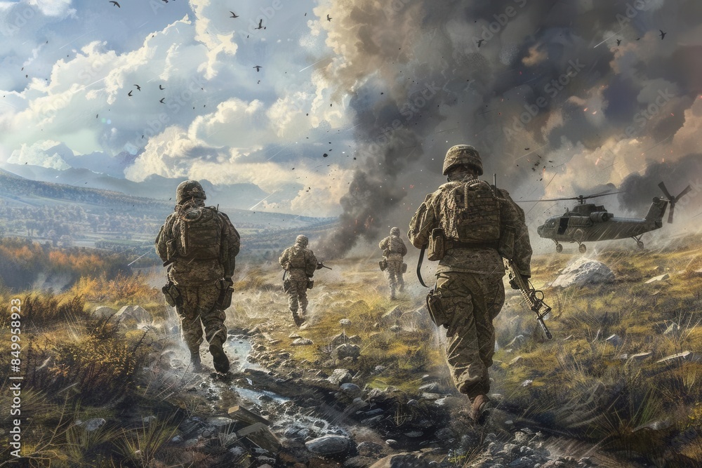 Skilled Marine Soldier in Camouflage Gear for Military Mission. Combat Readiness concept Skilled Marine Soldier in Camouflage Gear for Military Mission. Combat Readiness concept