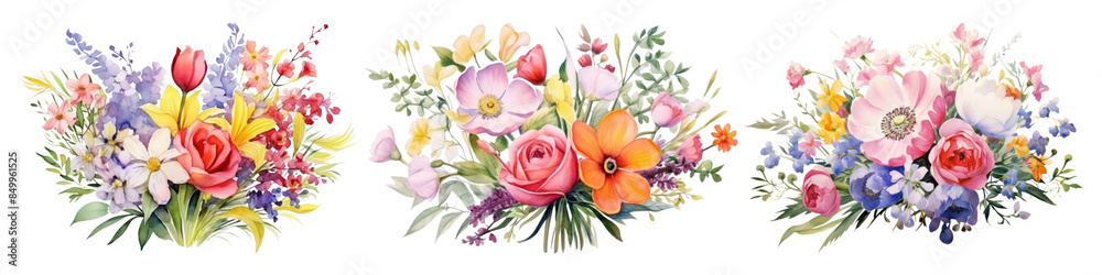 Flower bouquet watercolor set Flower bouquet watercolor set