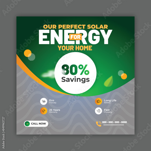 solar energy social media post, banner design, suitable for Solar panel maintenance repair services banner or poster design