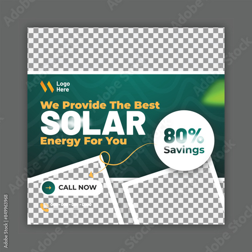 solar energy social media post, banner design, suitable for Solar panel maintenance repair services banner or poster design