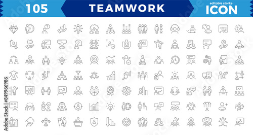 Business teamwork, Teamwork line icons set. Businessman outline icons collection. Work group and human resources. team building, work group and human resources minimal thin line web icon set. Outline 