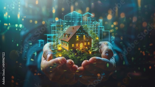 Illustration of a person participating in tokenized real estate investments photo