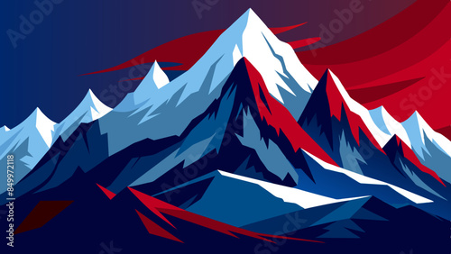 The colorful peaks of the stunning mountain range stand out against the backdrop of the sky.