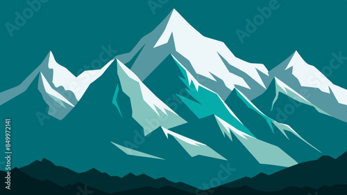 The colorful peaks of the stunning mountain range stand out against the backdrop of the sky.