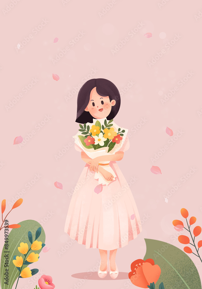 girl with flower woman girl with flower woman