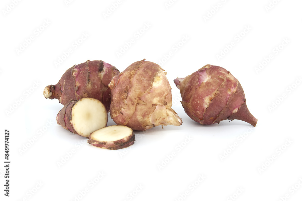Sunchokes tubers isolated on white background Sunchokes tubers isolated on white background