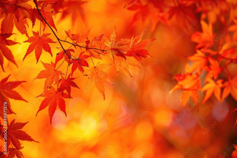 Orange Nature. Maple Tree Leaves in Autumn Forest Background Orange Nature. Maple Tree Leaves in Autumn Forest Background