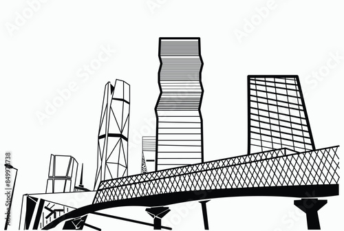 Detailed Architectural Skyline of King Abdullah Financial District (KAFD), Riyadh - Modern Urban Infrastructure and Buildings