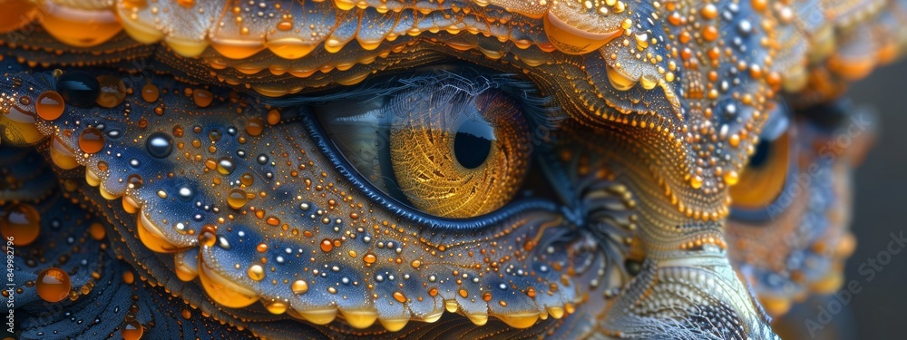 Fototapeta premium A strange creature with intricate geometric patterns and a beautiful orange color.