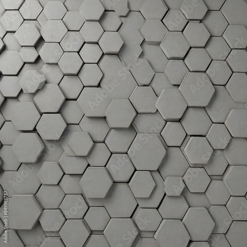 Abstract hexagon shapes gray background Generative AI 