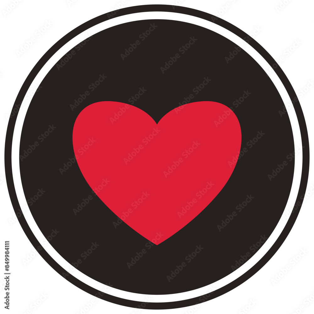 Heart in circle shape icon flat vector illustration isolated on white background. Heart in circle shape icon flat vector illustration isolated on white background.
