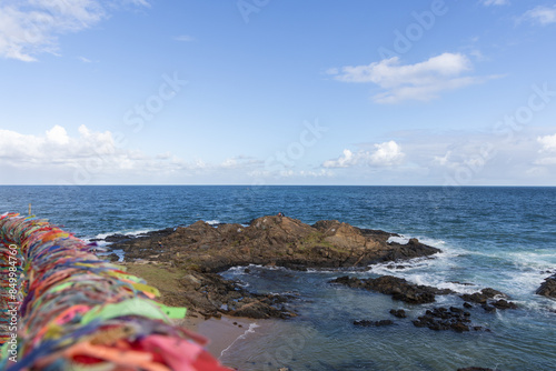 Stone view at the Barra Lighthouse in Savador in Bahia, Brazil. photo