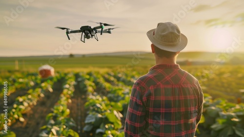 Drone inspecting the crop