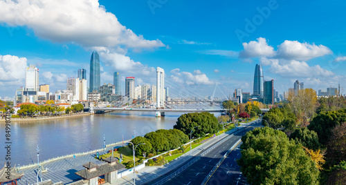 Urban Environment of Sanjiangkou, Ningbo, Zhejiang Province, China photo