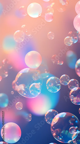 Colorful soap bubbles floating in the air