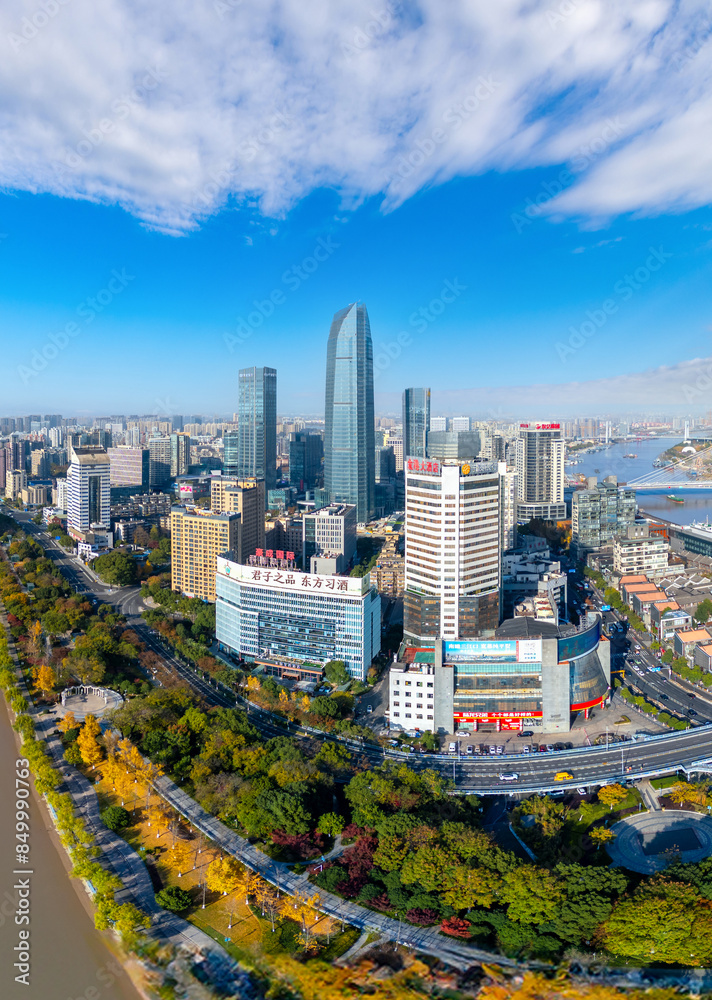 Obraz premium Urban Environment of Sanjiangkou, Ningbo, Zhejiang Province, China