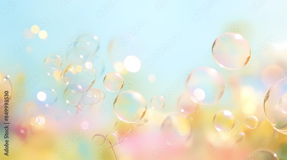 Colorful soap bubbles floating in the air Colorful soap bubbles floating in the air