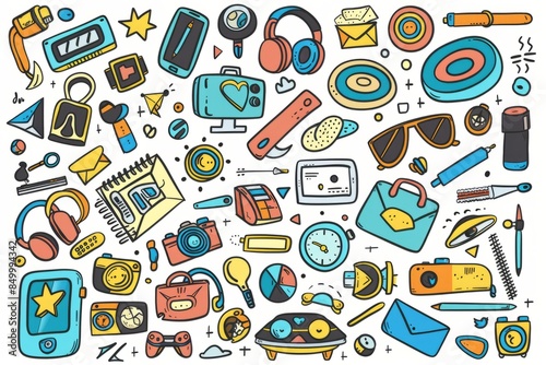 Cartoon cute doodles of a spy mission with gadgets and gizmos, Generative AI