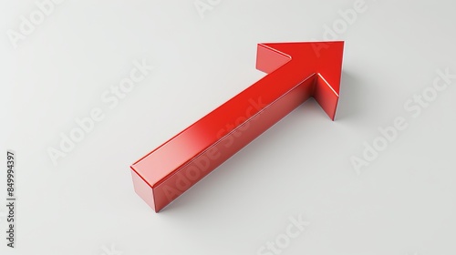 3D financial growth arrow in bright red, on a simple white backdrop, generous text space, sleek and uncluttered design