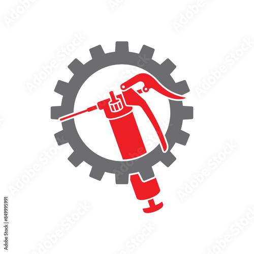 grease gun equipment, grease pump tool, vector art.