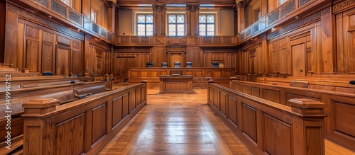 Grand Wooden Courtroom Interior