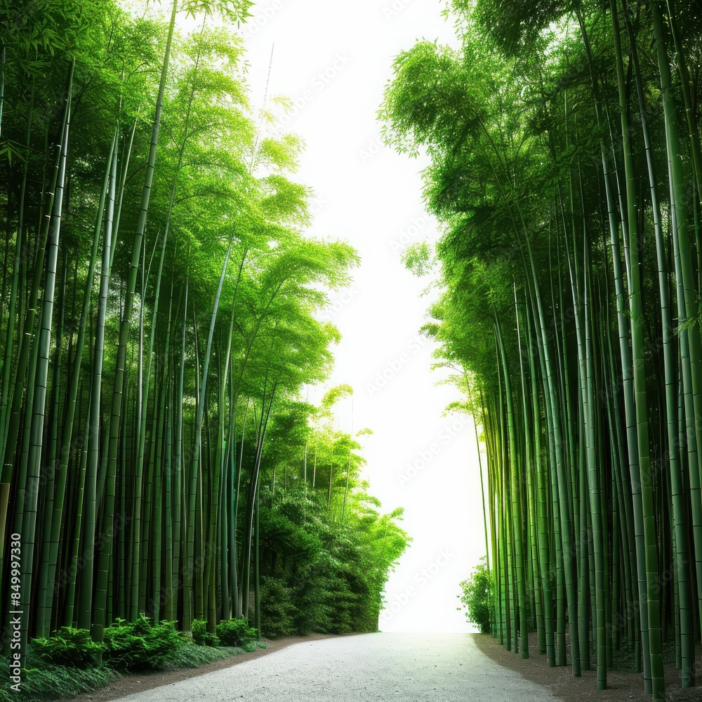 Japanese noren with bamboo forest imagery Japanese noren with bamboo forest imagery