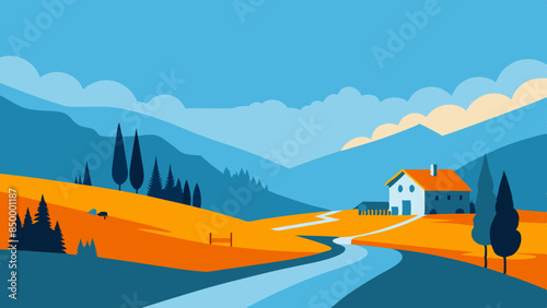 Surrounded by the enchanting beauty of nature, a charming house sits atop a picturesque landscape.